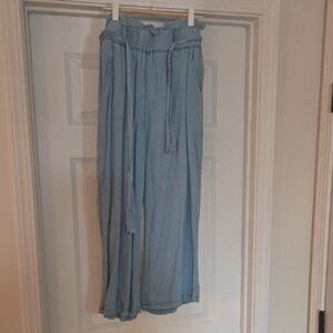 Thread & Supply Crop Chambray Belted Paper Bag Waist Pant